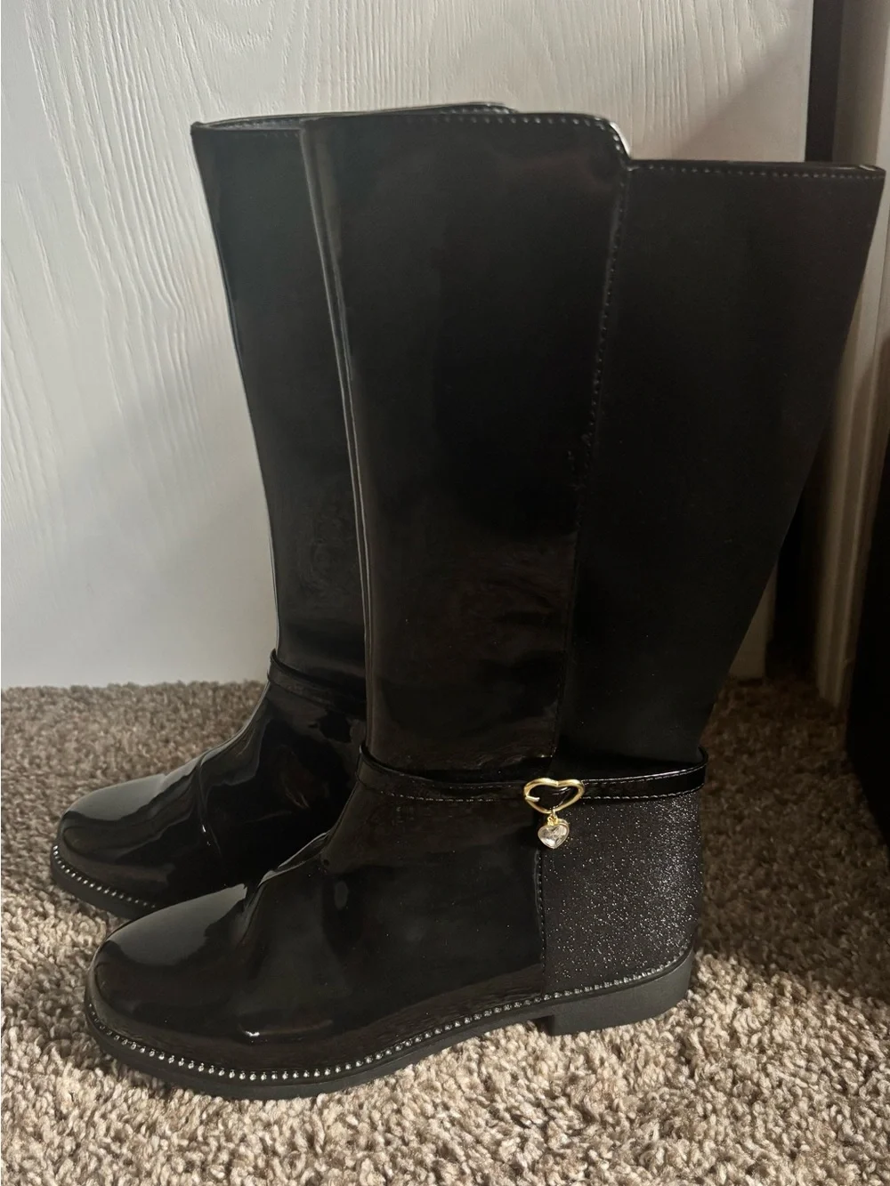 The Children's Place Black Kids' Boots with Glossy Detail